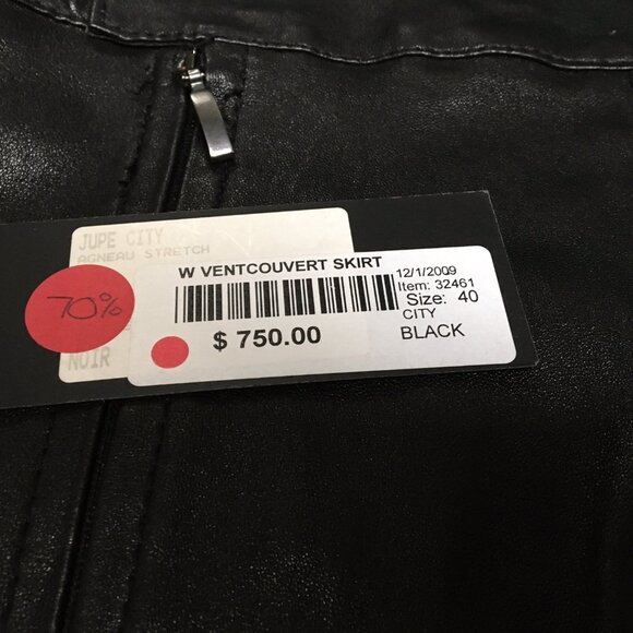 Black stretch leather mini skirt, s40 - Picture 9 of 9